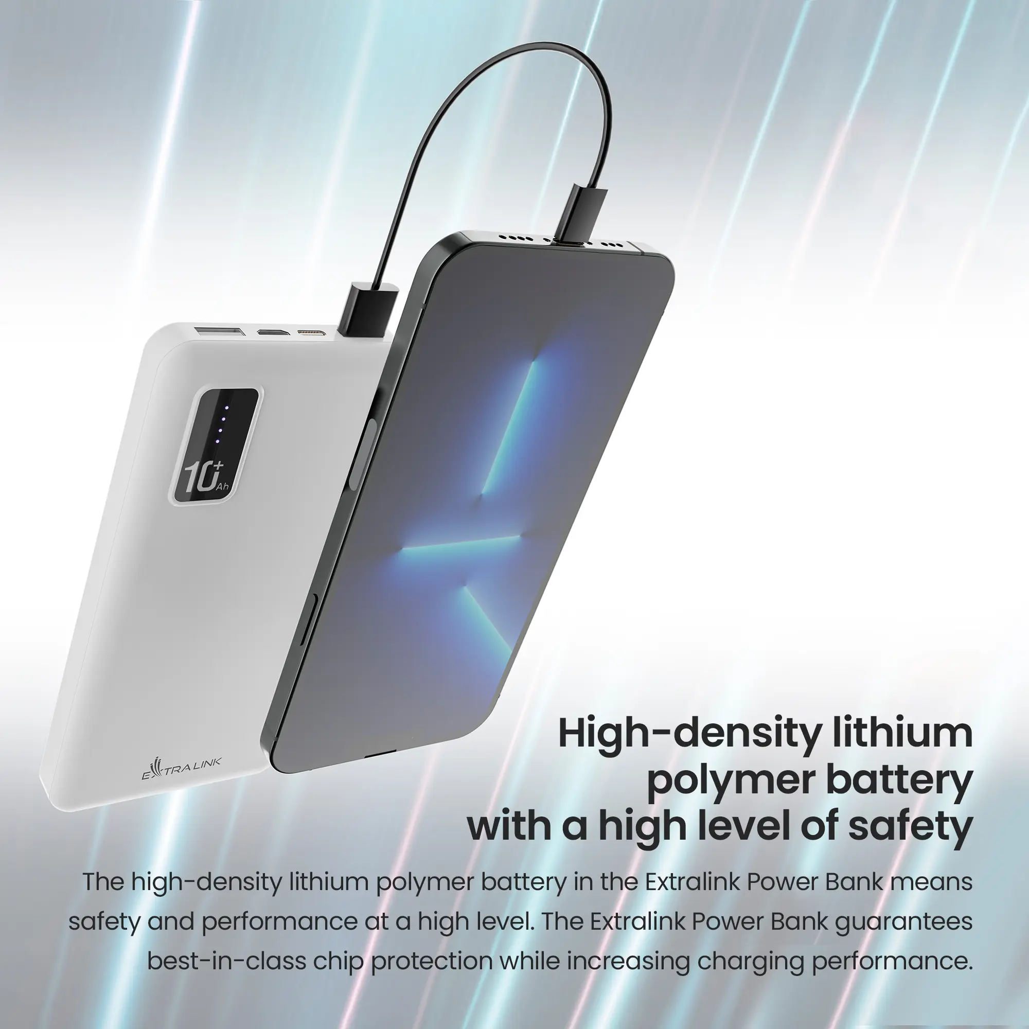 Extralink EPB-098W 10000mAh White | Powerbank | Power bank, USB-C, EXTRALINK EX.19638 5903148919638