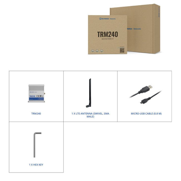 Teltonika TRM240 | Industrial cellular modem | 4G/LTE (Cat 1), 3G, 2G, mini SIM, IP30, TELTONIKA TELTONIKA TRM240 4779027312774