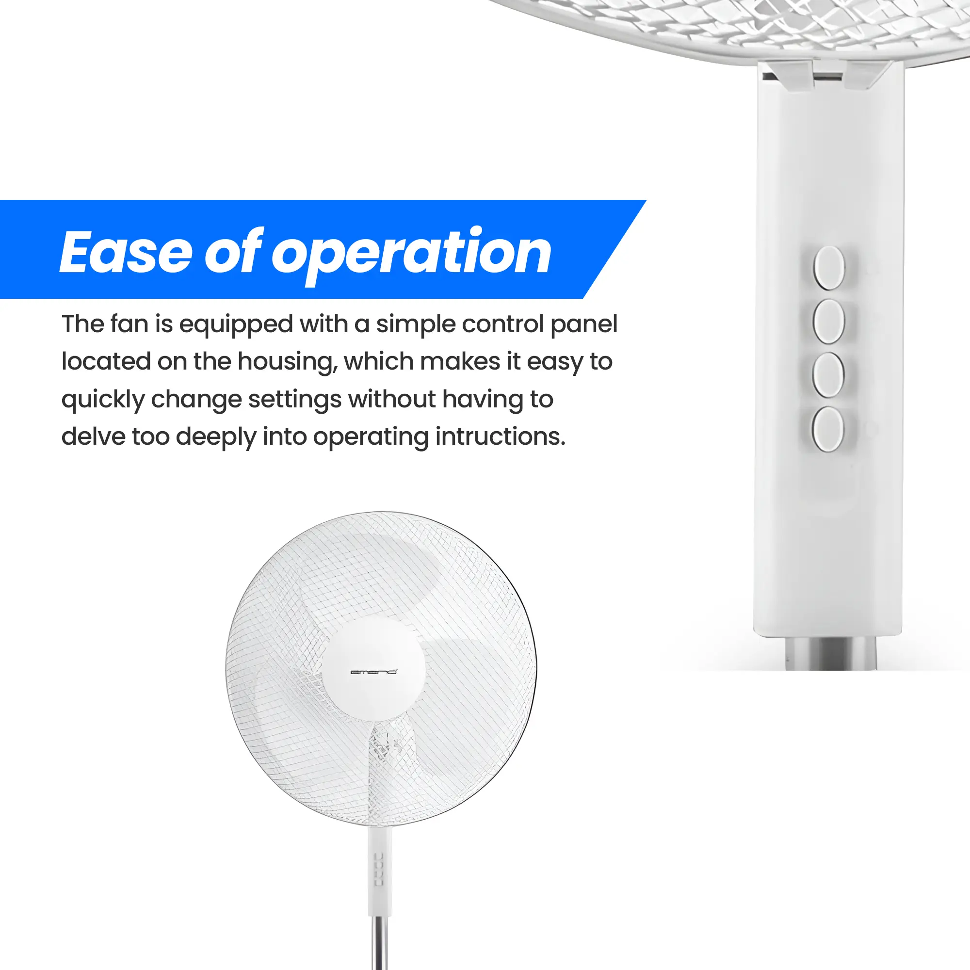 Emerio FN-114204 White | Standing Fan | 40cm, 3 speed settings, EMERIO FN-114204 7350034659822