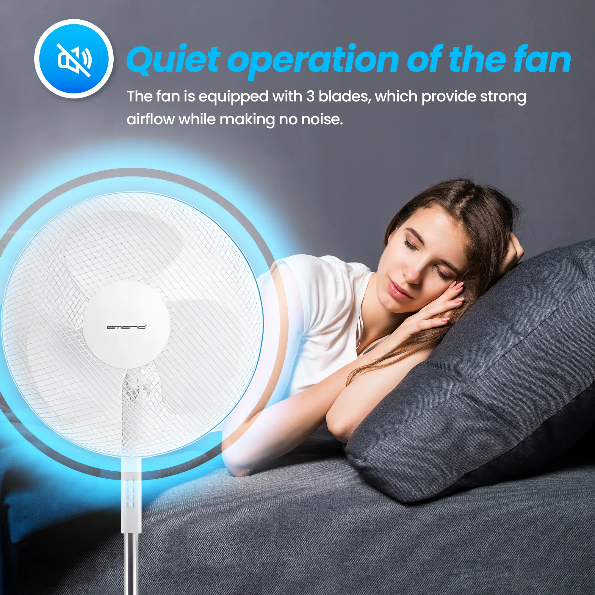 Emerio FN-114204 White | Standing Fan | 40cm, 3 speed settings, EMERIO FN-114204 7350034659822