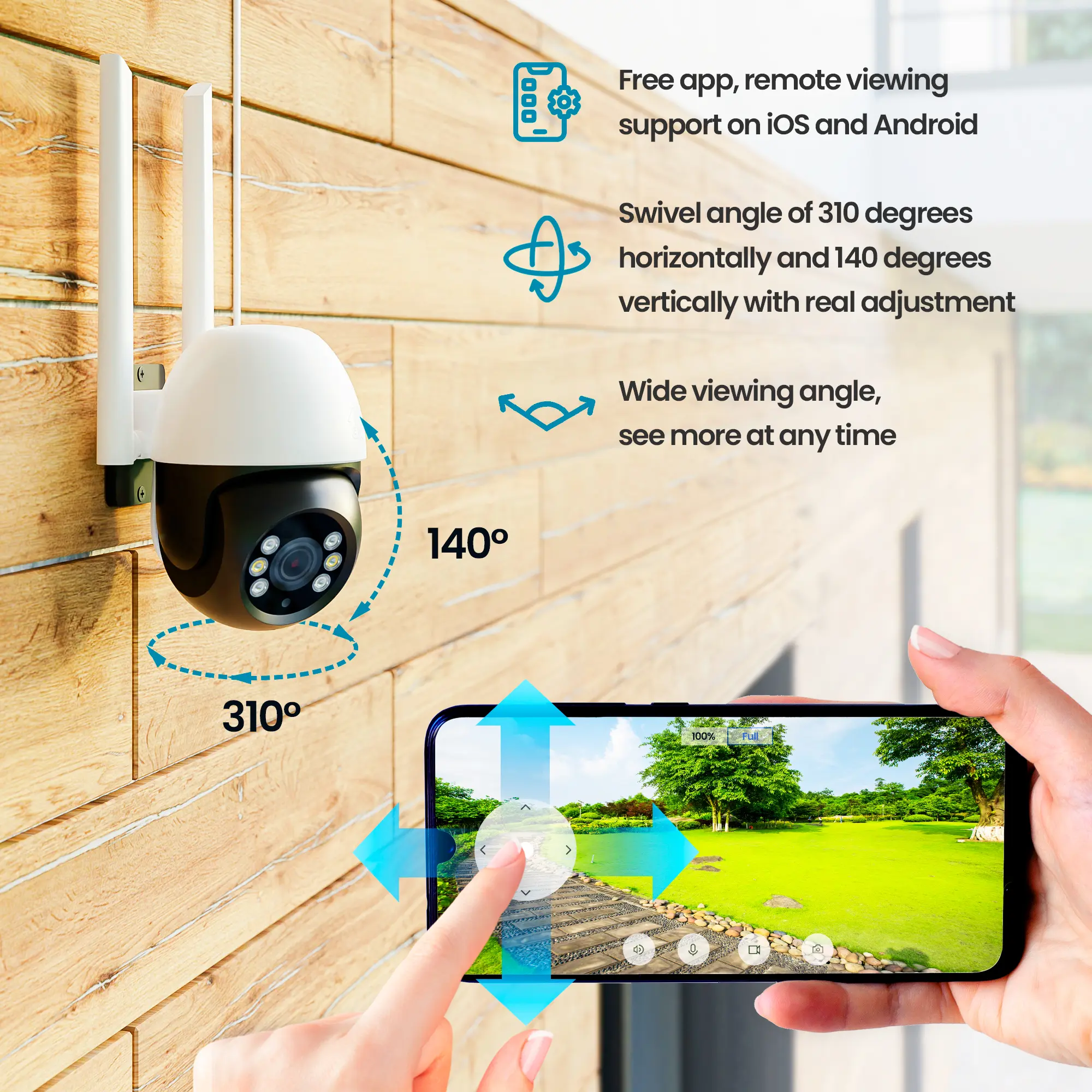 Умная беспроводная Wi-Fi уличная камера, 1080P, 12V DC, PTZ 360°, белая, TUYA, Smart Life, Extralink EX.30103 5905090330103