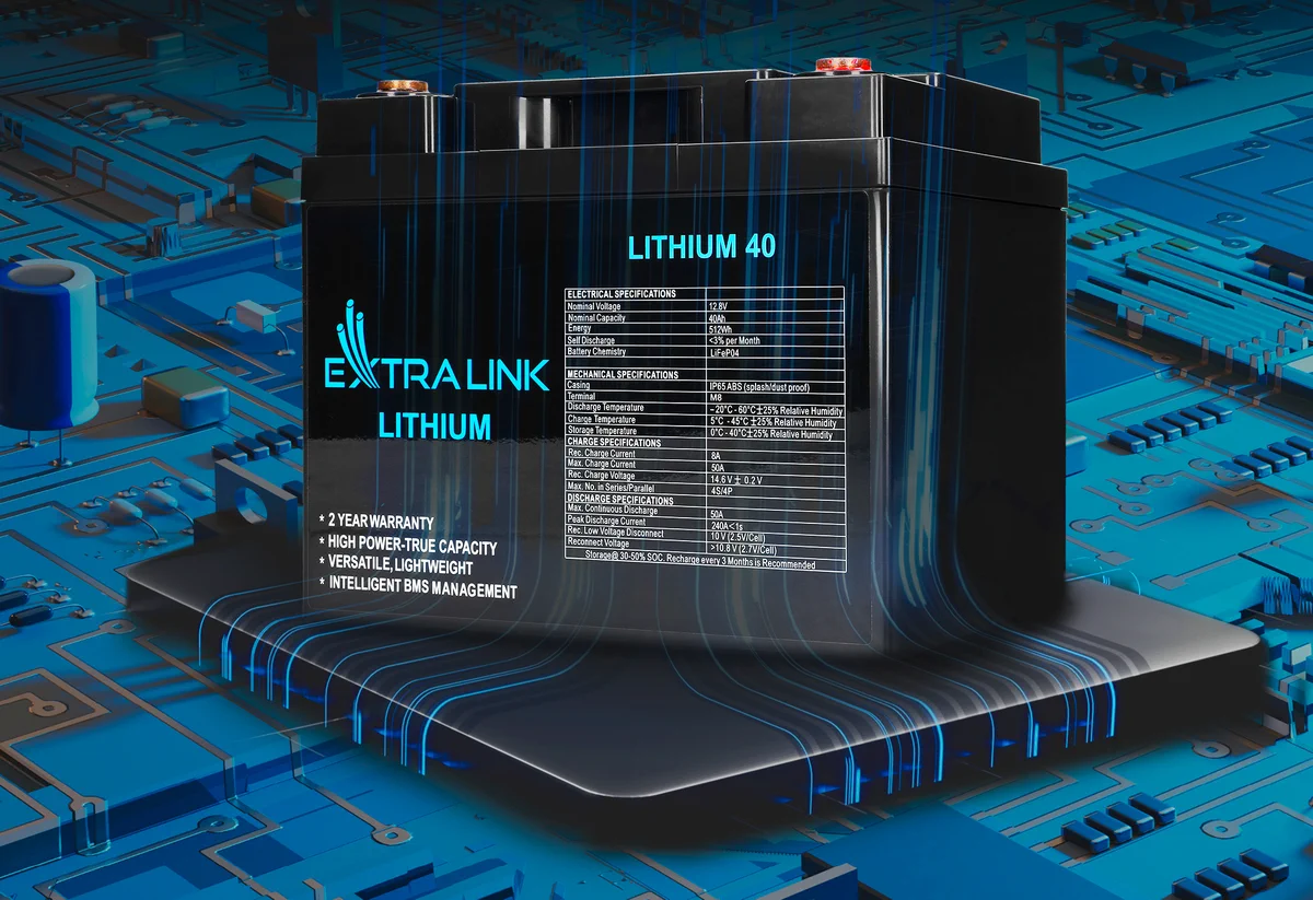 Extralink LiFePO4 40AH | Accumulator | 12.8V, BMS, EXTRALINK EX.30431 5905090330431