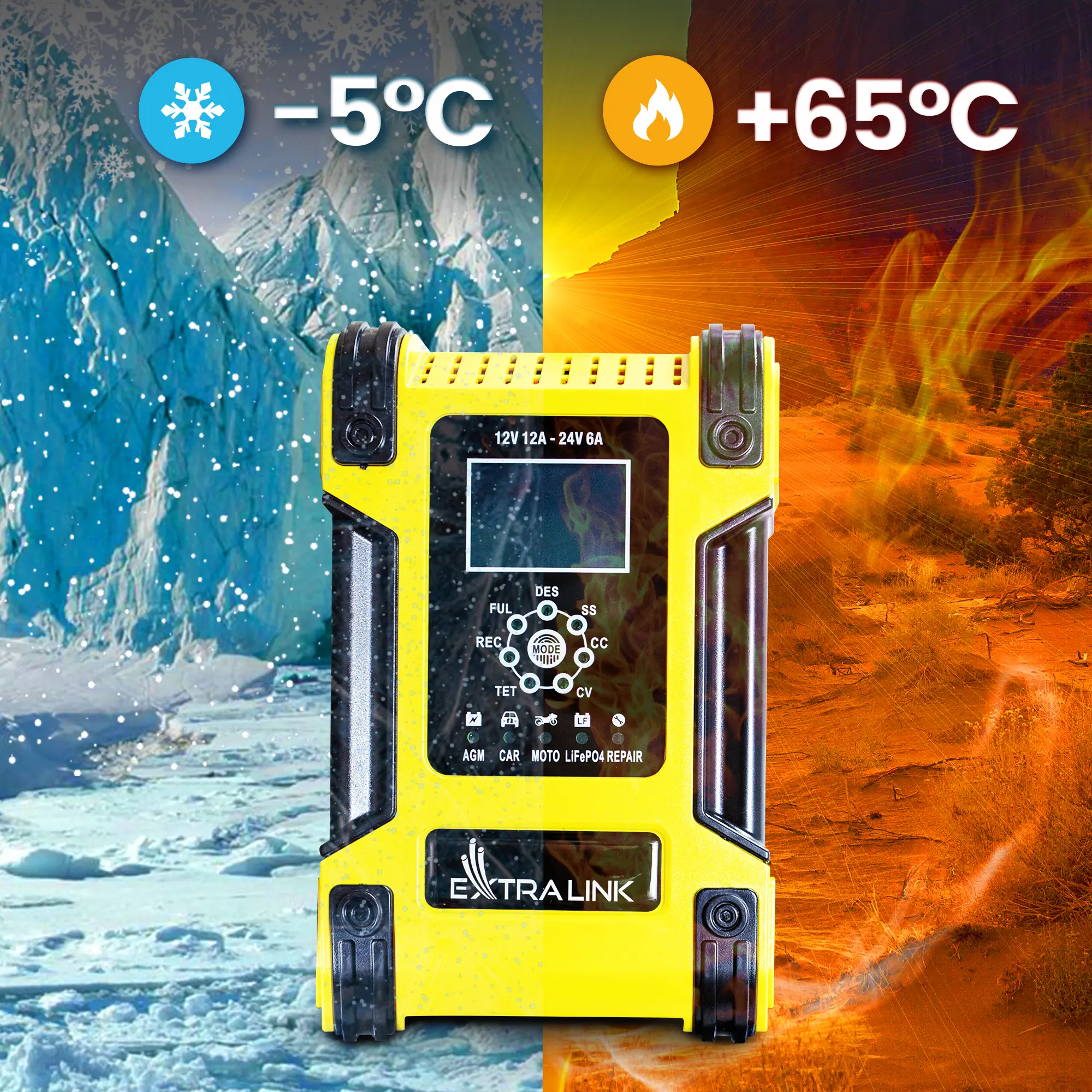 Extralink Shango Smart Battery Charger | Rectifier | 100 - 240VAC, 12V 12A, 24V 6A, EXTRALINK EX.30813 5905090330813