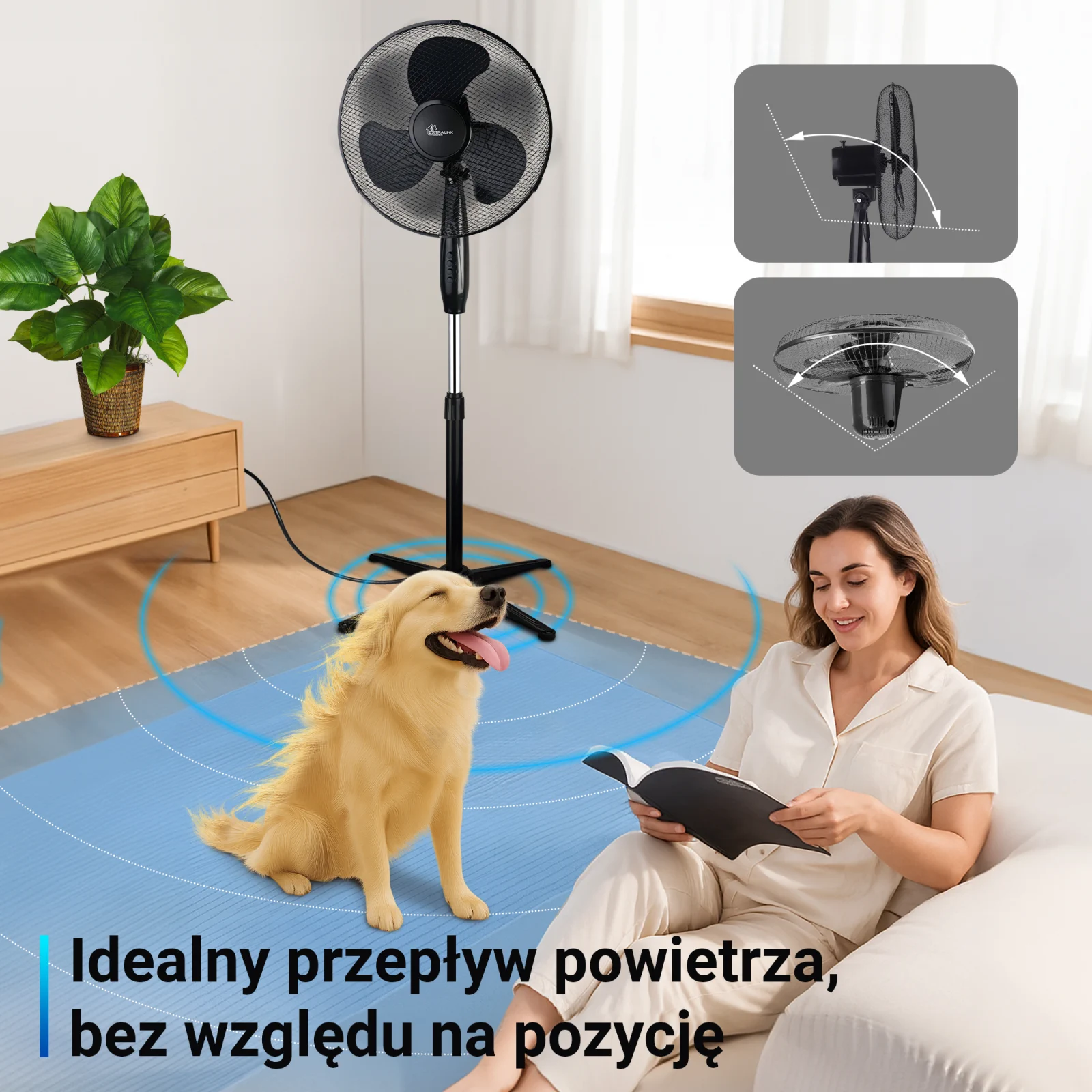 Extralink Bryza ESF-40D-BL Black | Standing fan | 3 blades, 3 speed settings, EXTRALINK EX.31353 5905090331353