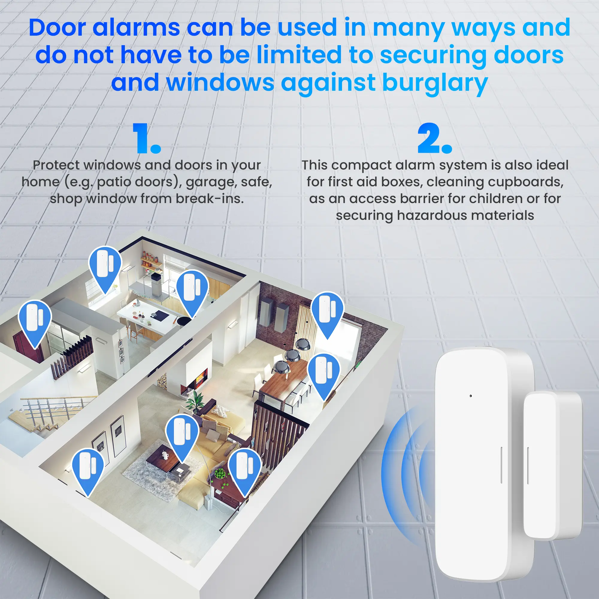 Smart wireless door/window sensor, ZigBee, white, TUYA, Smart Life, Extralink EX.34897 5905090334897