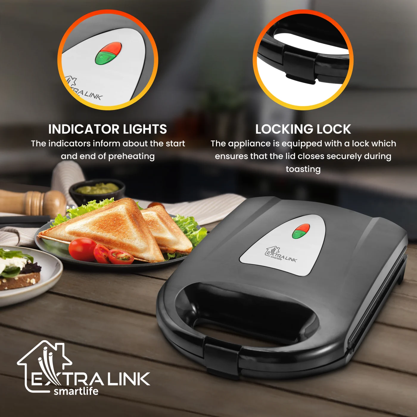 EXTRALINK SMART LIFE SANDWICH-MAKER XXL SJ-33, EXTRALINK EX.36662 5906168632020