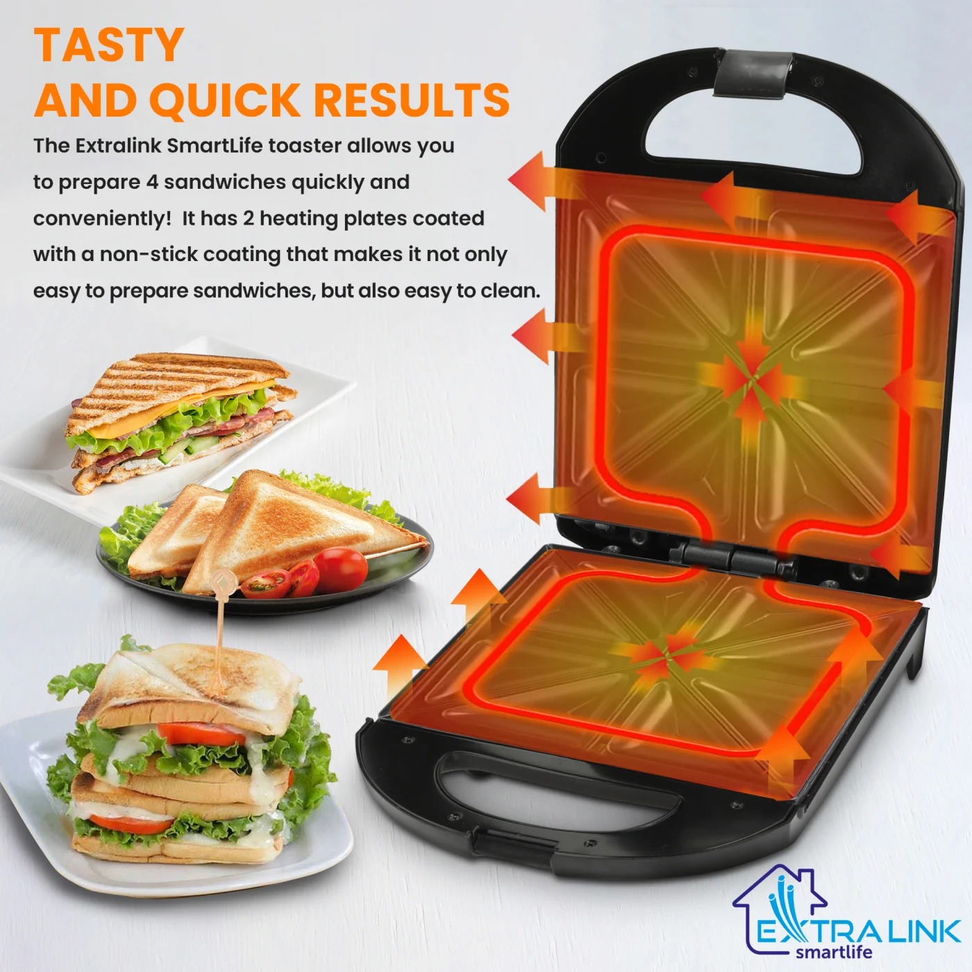 EXTRALINK SMART LIFE SANDWICH-MAKER XXL SJ-33, EXTRALINK EX.36662 5906168632020