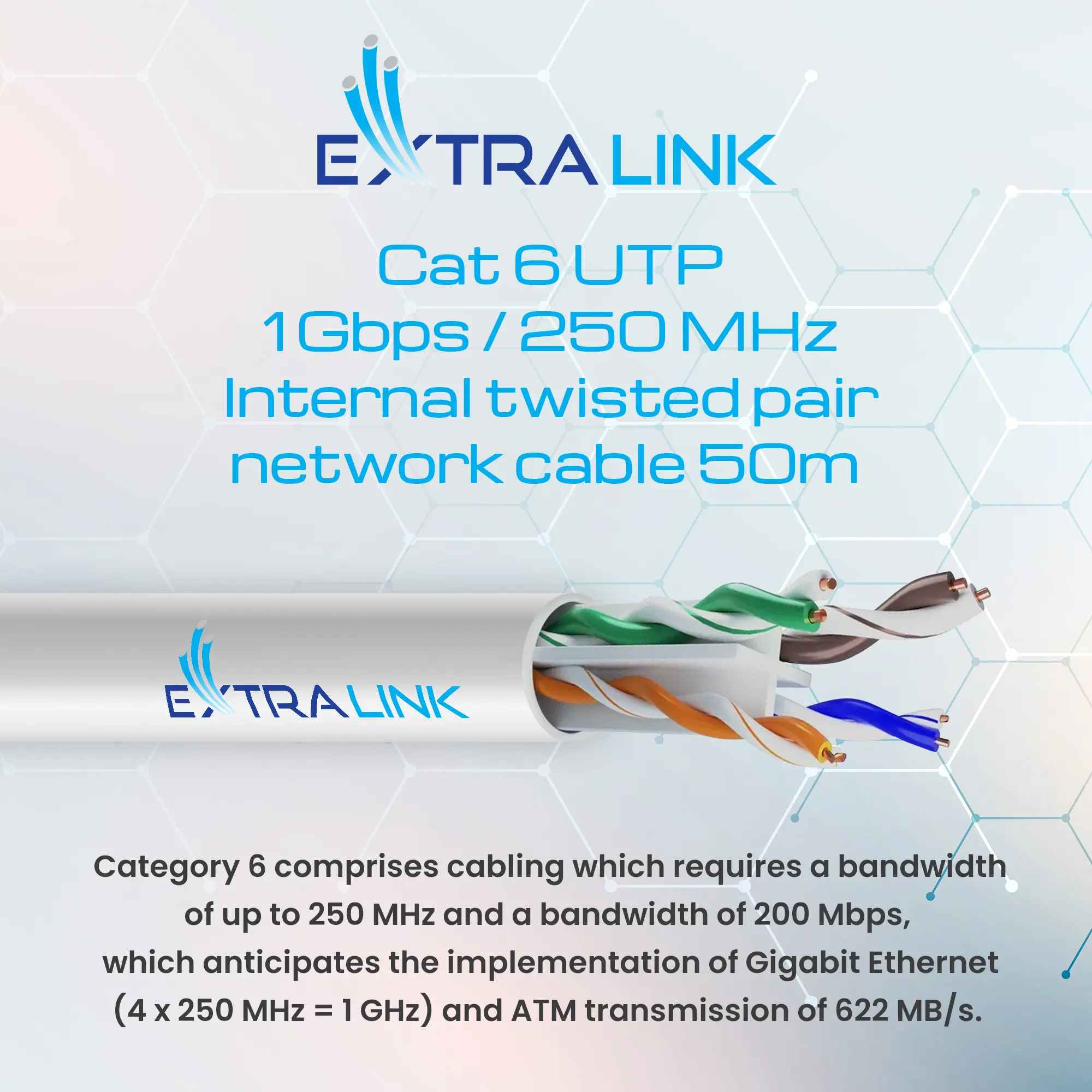 Extralink CAT6 UTP (U/UTP) Indoor | Twisted pair | 50M, EXTRALINK EX.32358 5906168632358