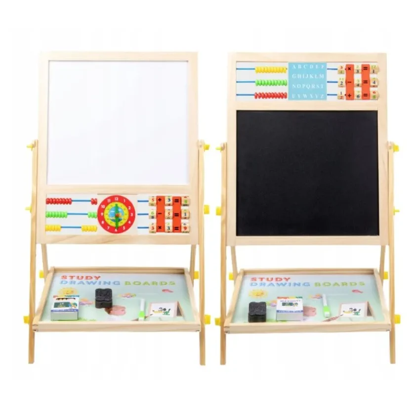 Extralink Toys | Double-sided Board for Kids | Chalk, Magnetic, Dry Erase, Abacus, Clock, EXTRALINK EX.32976 5906168632976