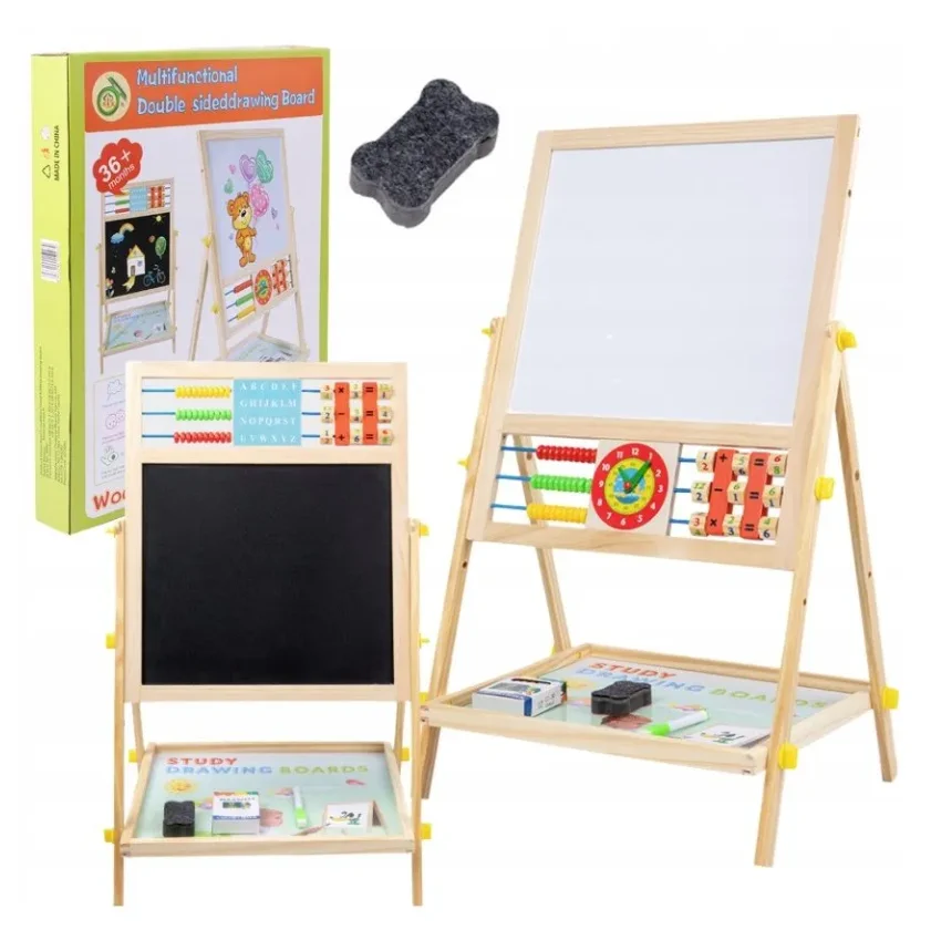 Extralink Toys | Double-sided Board for Kids | Chalk, Magnetic, Dry Erase, Abacus, Clock, EXTRALINK EX.32976 5906168632976