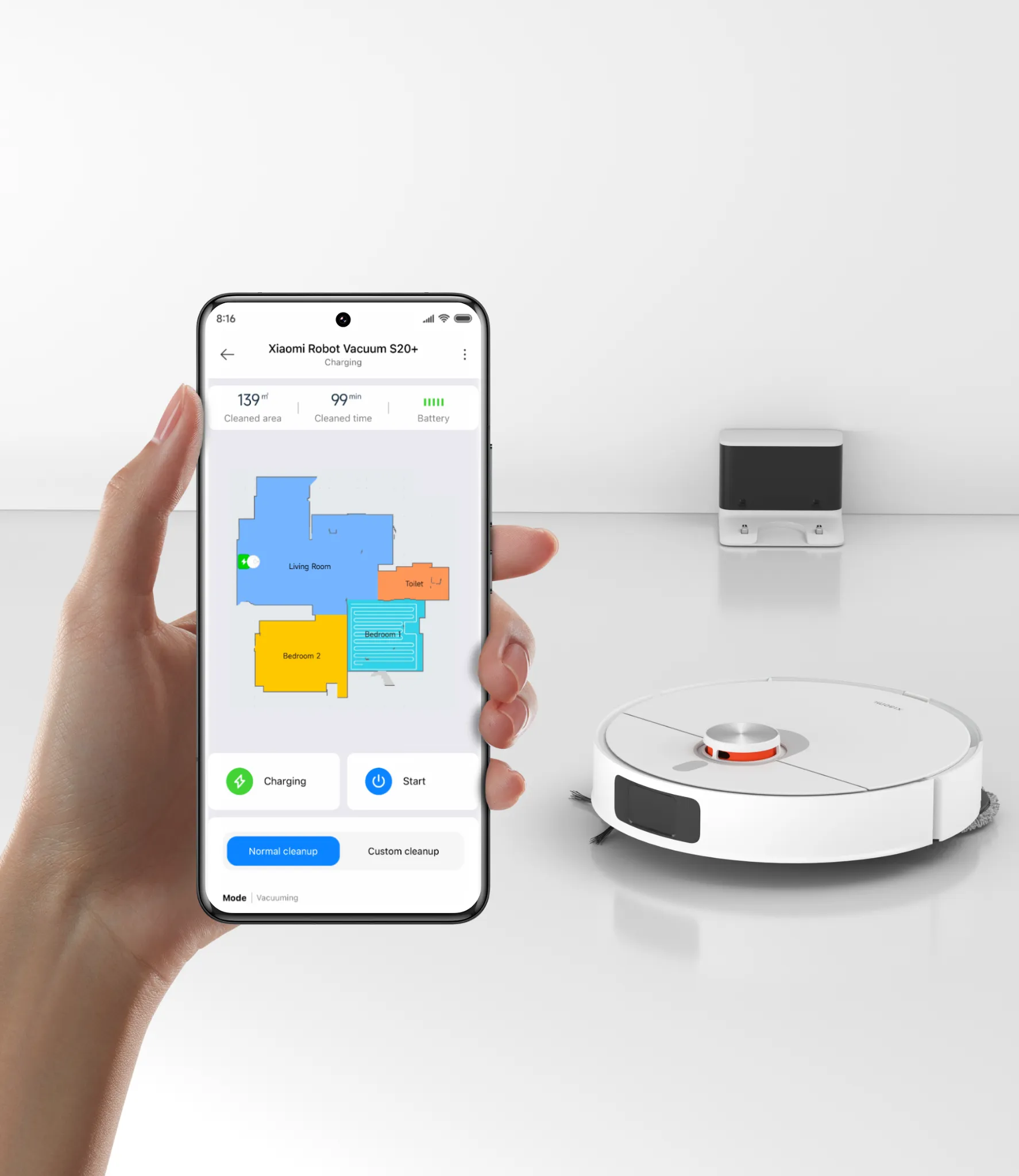 Xiaomi Robot Vacuum S20+ White | Smart robot vacuum cleaner | 5200mAh, 6000Pa, XIAOMI ROBOT VACUUM S20+ WHITE 6941812771327