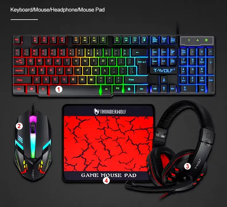 Extralink Gaming Set TF850 5in1 | Set of keyboard + mouse + headphones + pad + speakers | LED backlight, EXTRALINK EX.36103 5906168636103