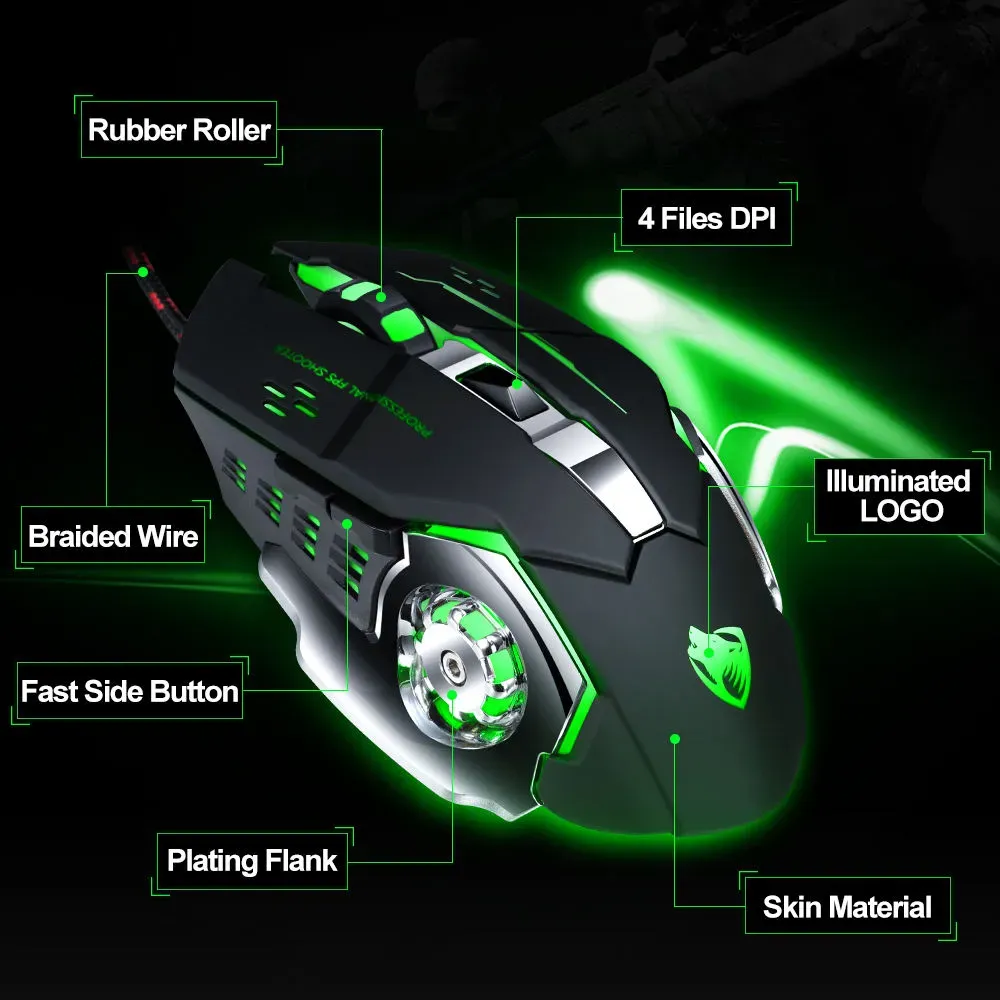 Extralink Gaming Mouse V6 | Gaming mouse | wired, optical, 6400dpi, 6 buttons, LED backlight, EXTRALINK EX.36158 5906168636158