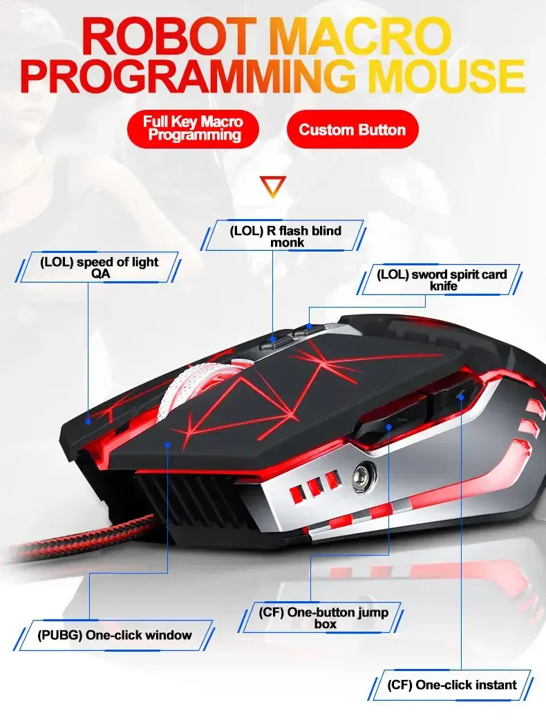 Extralink Gaming Mouse V7 | Gaming mouse | wired, optical, 1600dpi, 7 buttons, LED backlight, EXTRALINK EX.36165 5906168636165