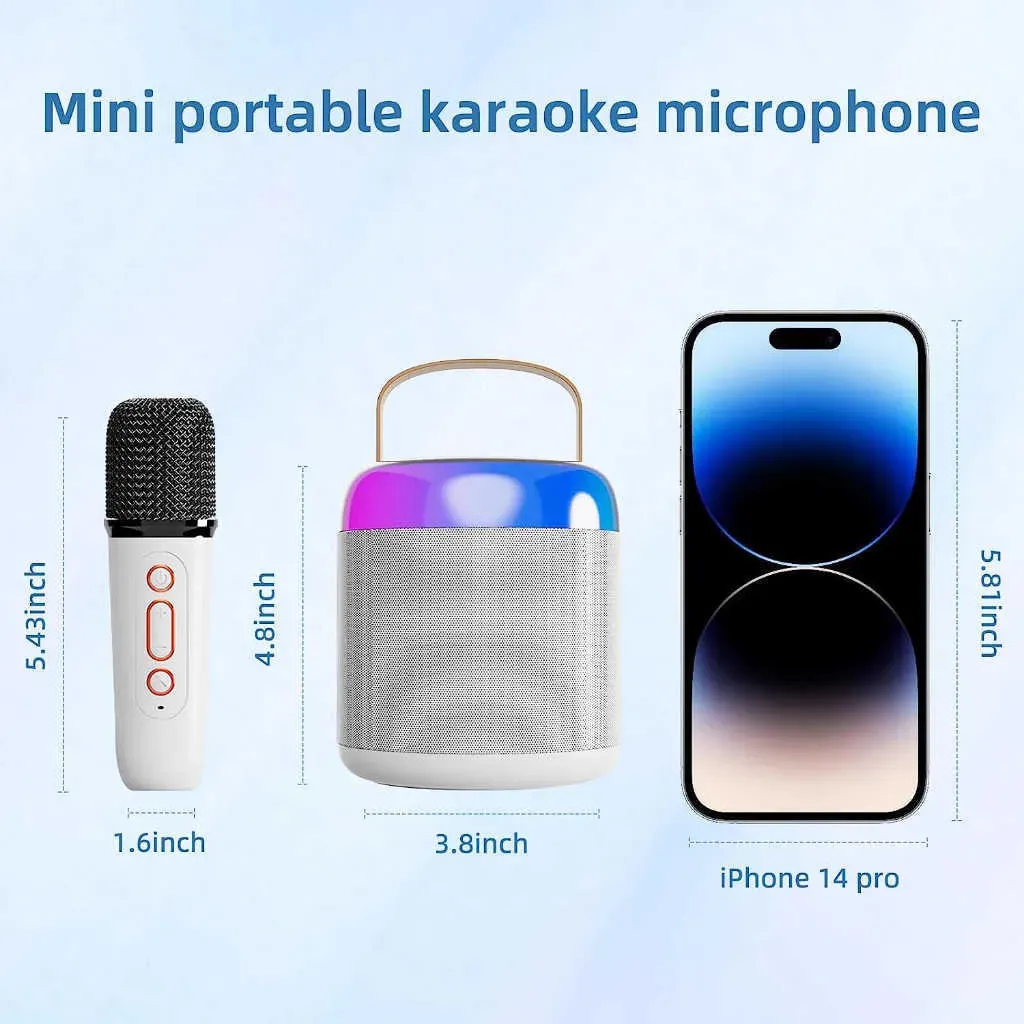 Extralink Kids Wireless Karaoke LED Circle Speaker with Dual Microphone - White, EXTRALINK EX.37667 5906168637667