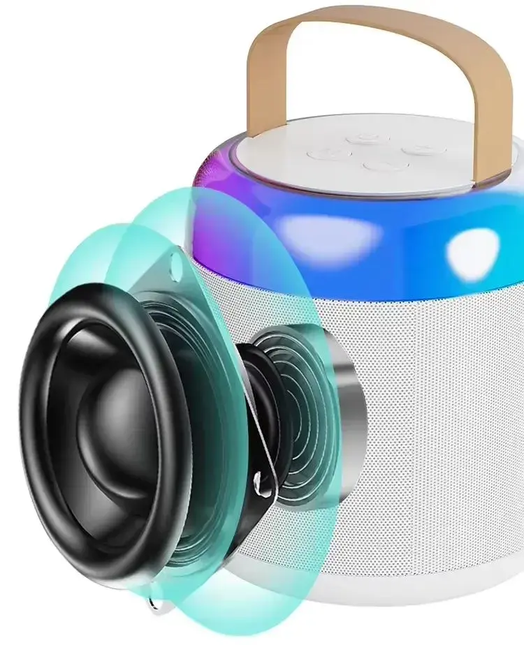 Extralink Kids Wireless Karaoke LED Circle Speaker with Dual Microphone - White, EXTRALINK EX.37667 5906168637667