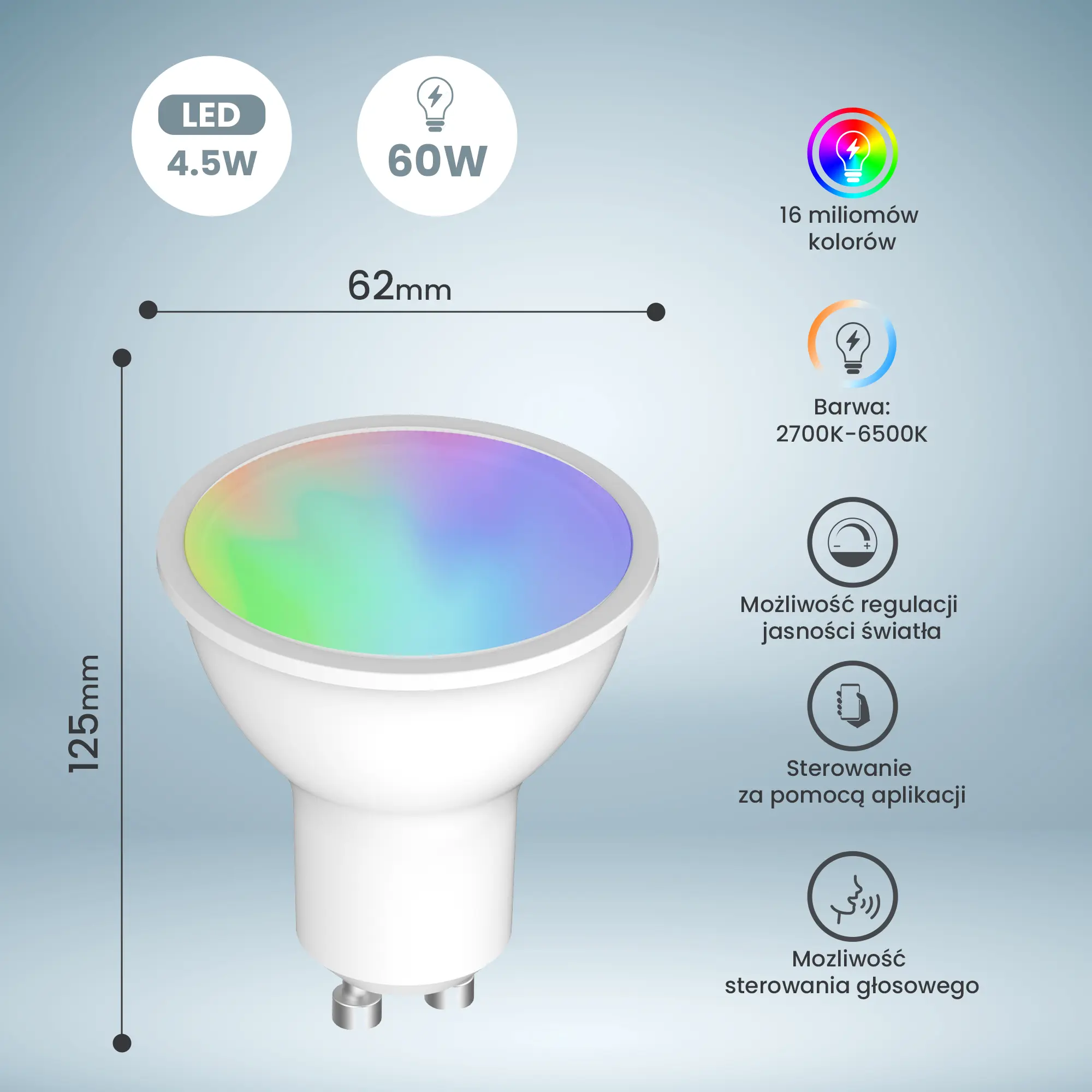 Extralink Smartlife LED Bulb, GU10 G10 2700-6500K WiFi 220-240V, EXTRALINK LED GU10 G10 5906168637452