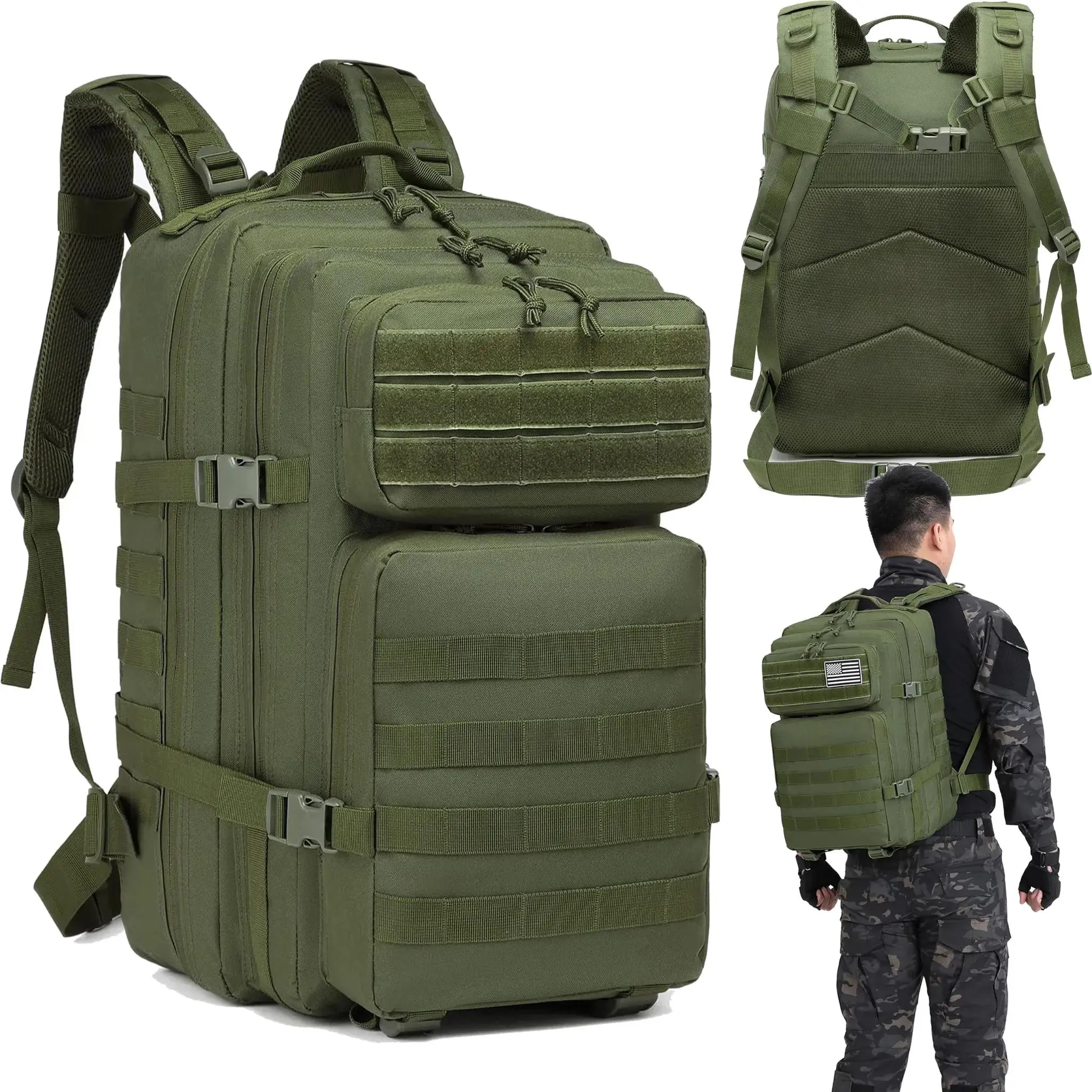 Extralink Military Tactical School Backpack for Men Large 45L Travel Bag MIL-1115, EXTRALINK EX.36929 5906168636929