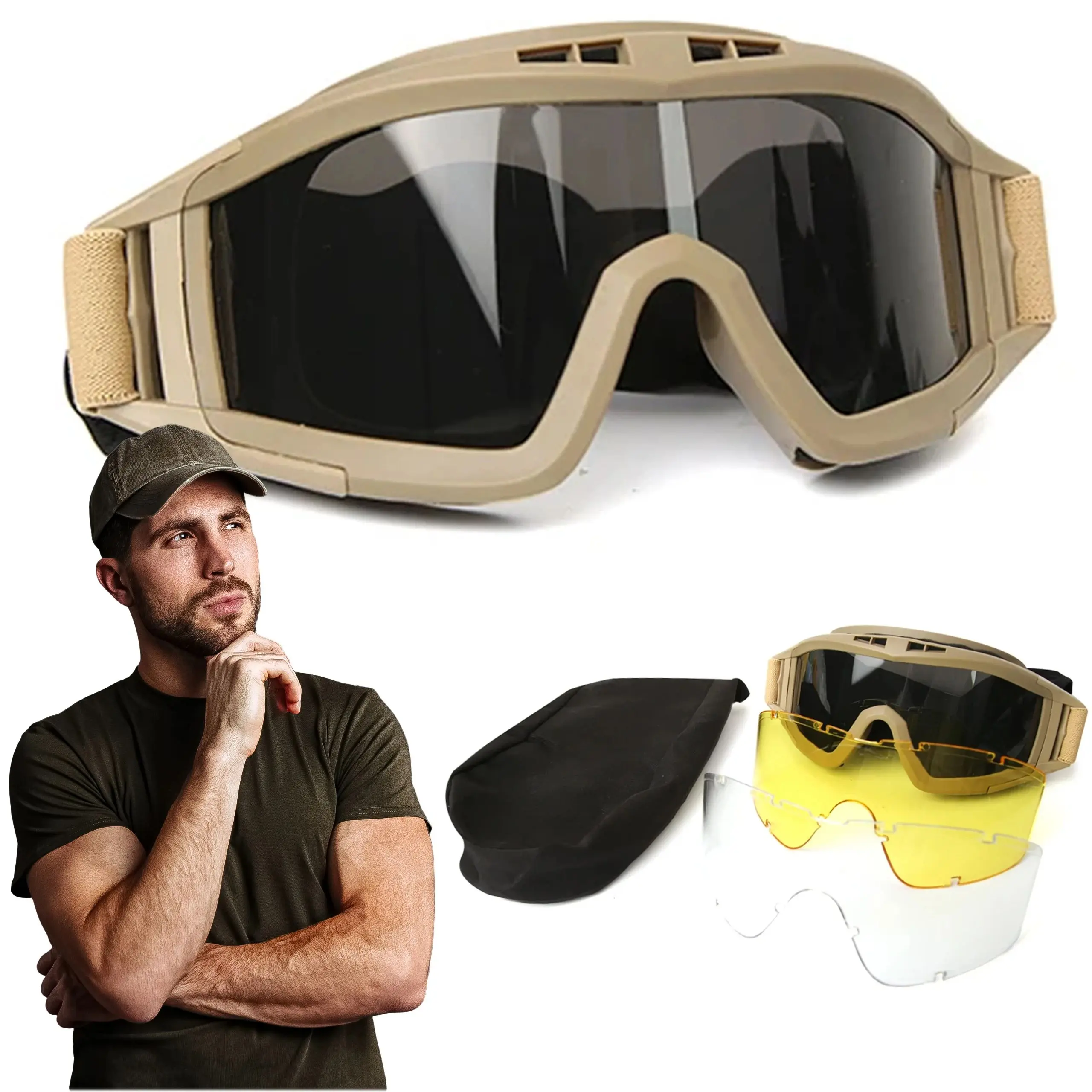 Extralink Military Tactical Glasses, ASG Protective Military Goggles for Airsoft Shooting mil-678, EXTRALINK EX.37322 5906168637322