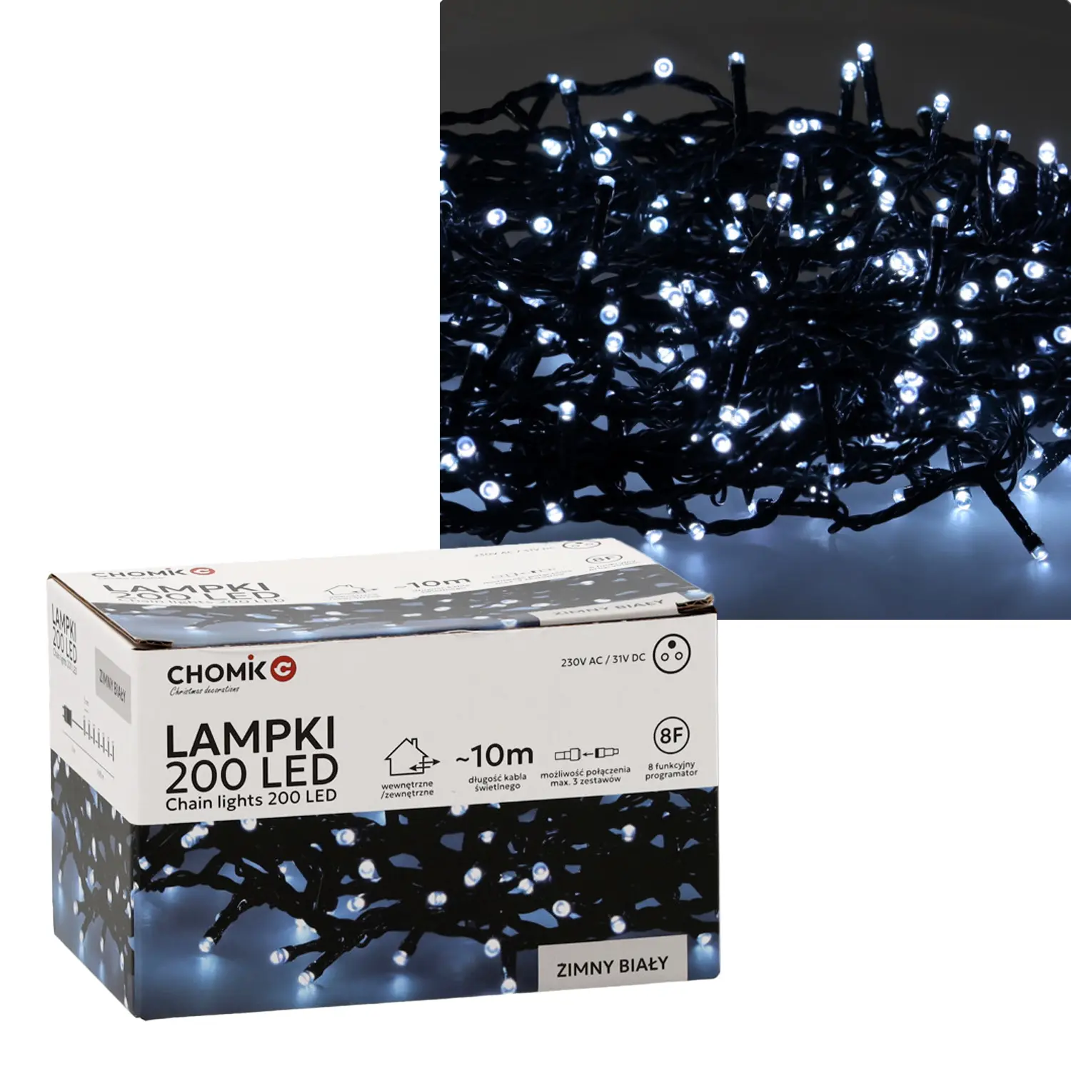 Extralink LED Lights, 200L Cool White, Length 3 + 10 m Indoor/Outdoor, EXTRALINK EX.73271 5900779879454