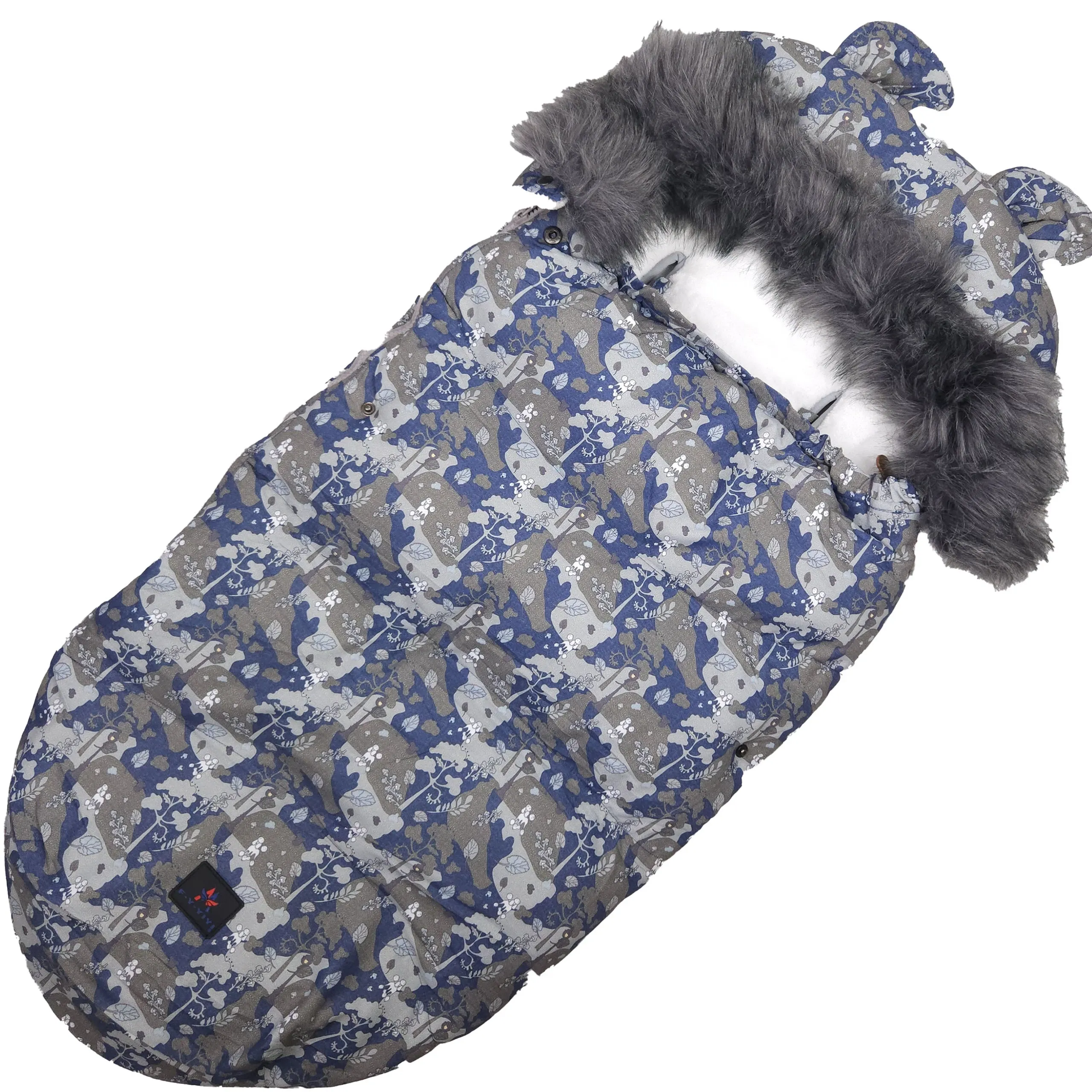 Infant Sleeping Bag for Stroller, Car Seat, and Sled Extralink with Ears, Faux Fur Insulated 100cm Camo, EXTRALINK EX.20116 5907207220116
