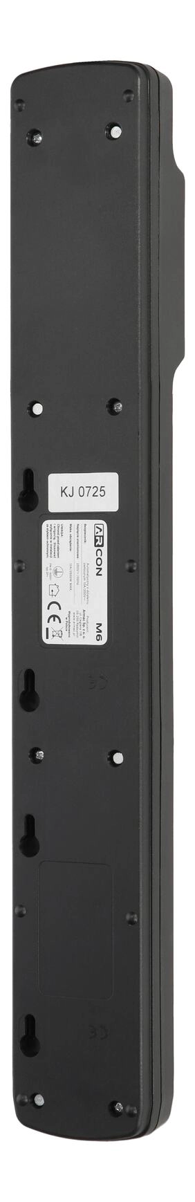Arcon M6 Black Power Strip 5m, Surge Protector, 6 Outlets, 5m Cable, ARMAC ARCON M6 5M BLACK 5904722197787