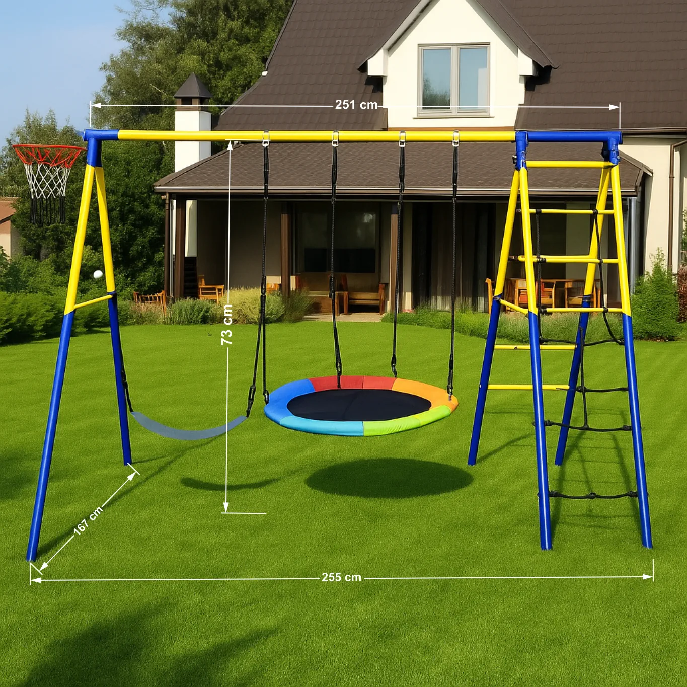 Black Forest Frame Swing, Bird's Nest + Swing + Ladders + Basket 271x180x185cm, EXTRALINK CD-S029 5907207224350