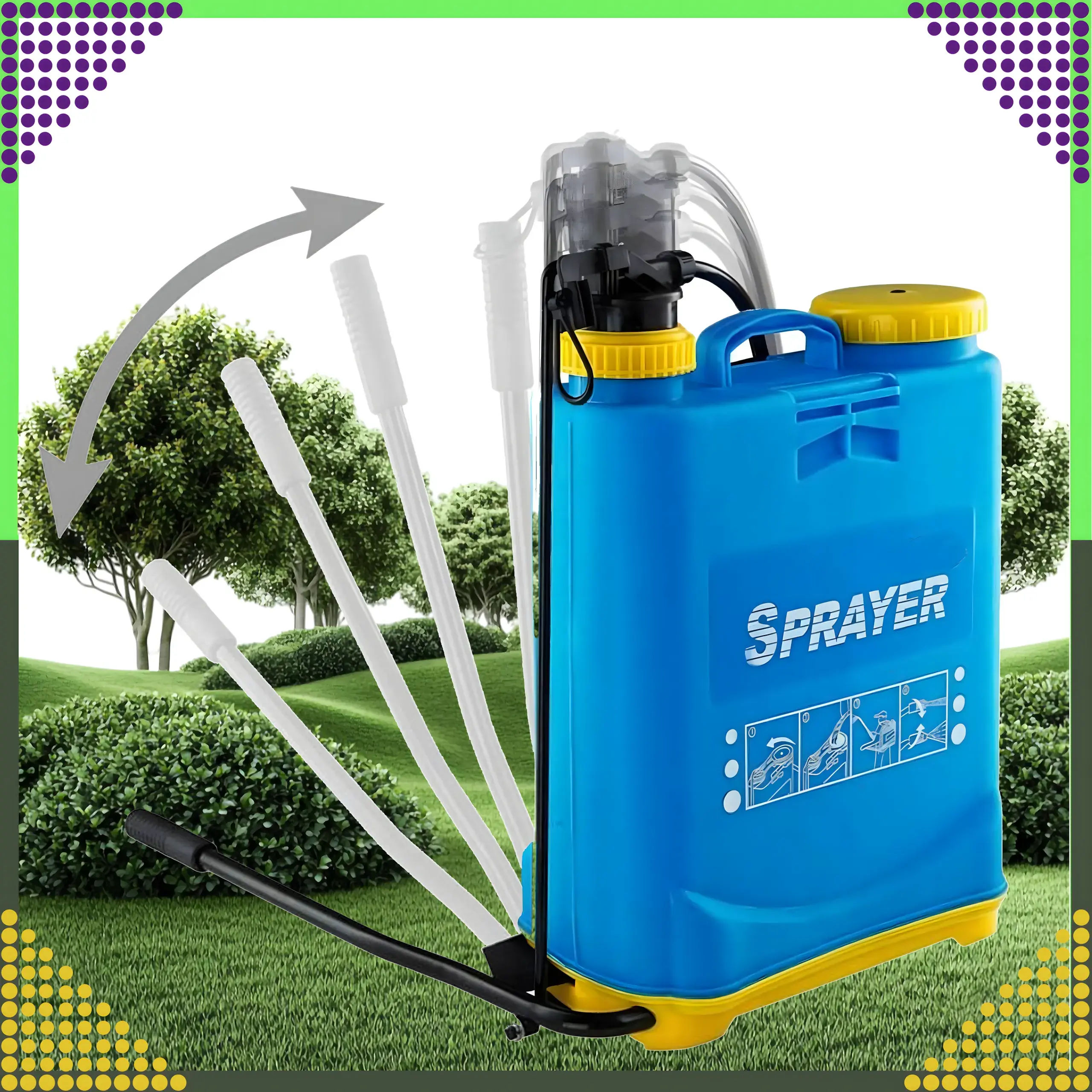 16L Black Forest Backpack Sprayer, Pressure Garden Sprayer with Hose and Nozzles, EXTRALINK EX.24725 5907207224725