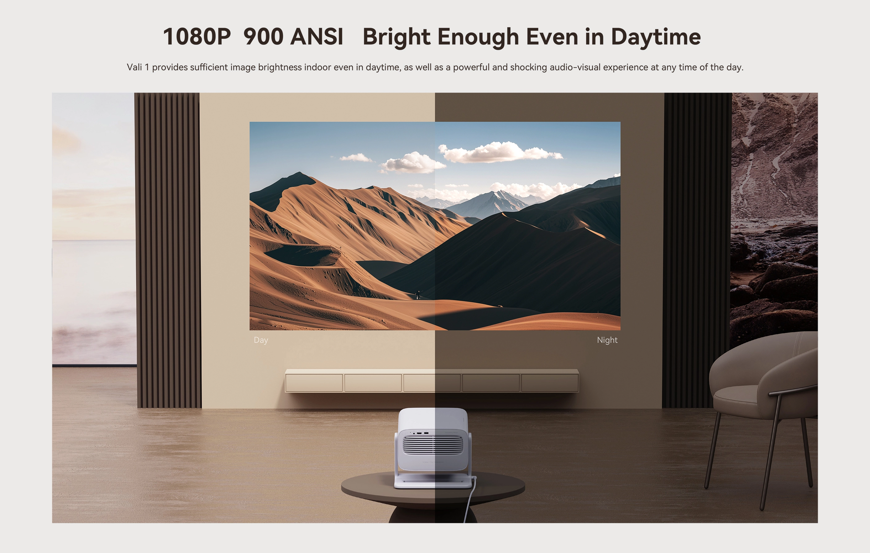 Wanbo Vali 1 Biały | Projector | Full HD, 900 ANSI, Android TV 11, Gimbal, WANBO VALI 1 6970885350825