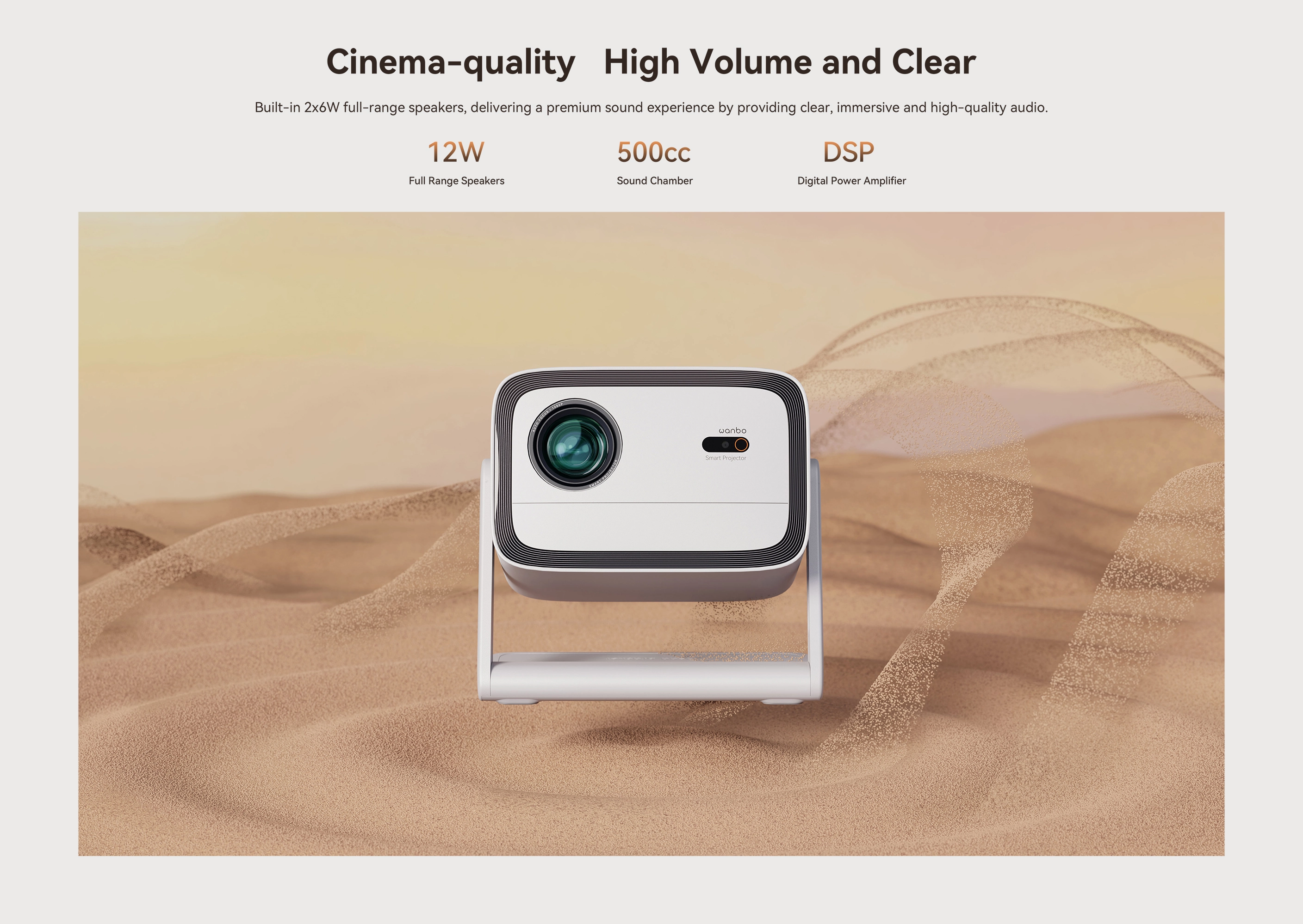 Wanbo Vali 1 Biały | Projector | Full HD, 900 ANSI, Android TV 11, Gimbal, WANBO VALI 1 6970885350825