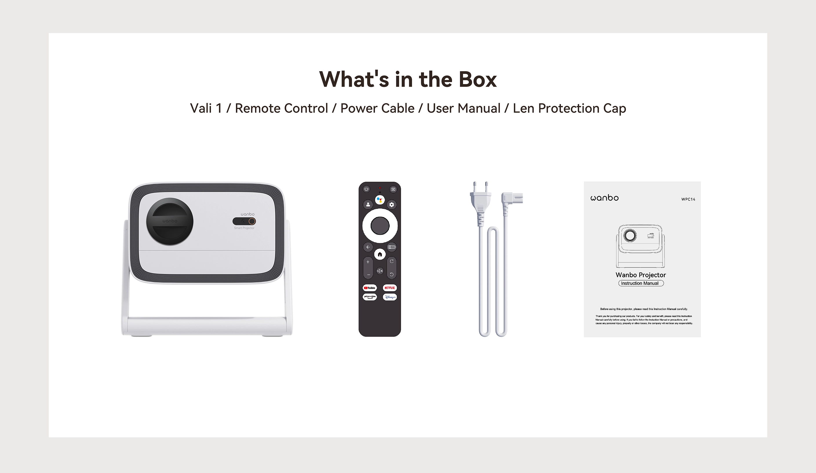 Wanbo Vali 1 Biały | Projector | Full HD, 900 ANSI, Android TV 11, Gimbal, WANBO VALI 1 6970885350825