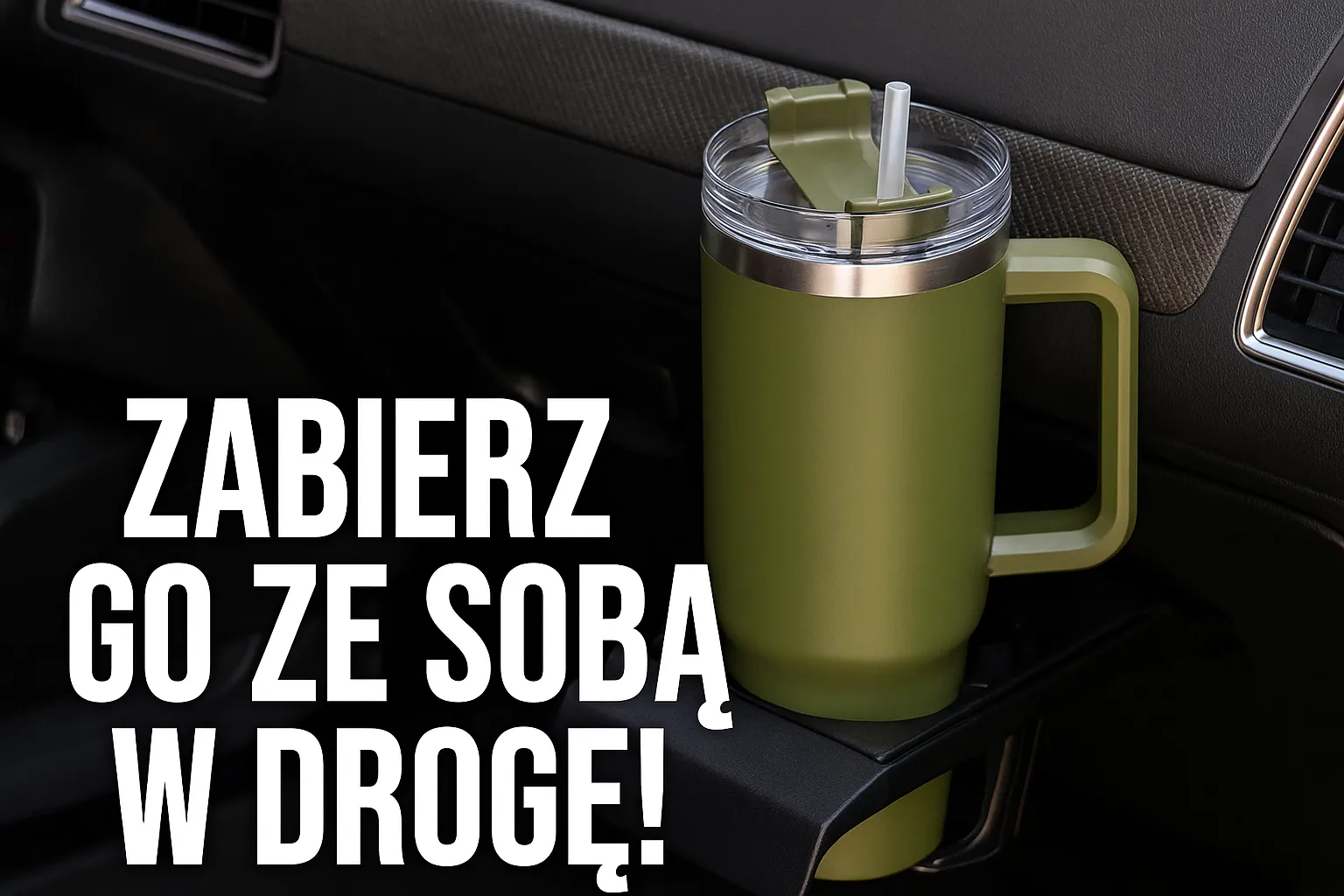Black Forest | Thermo mug with straw | thermos with handle, 1200ml, green, EXTRALINK EX.28624 5907207228624