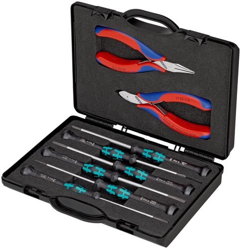 KNIPEX 00 20 18 Case for Electronics Pliers with tools for work on electronic components 8 parts 215 mm 00 20 18 4003773033073