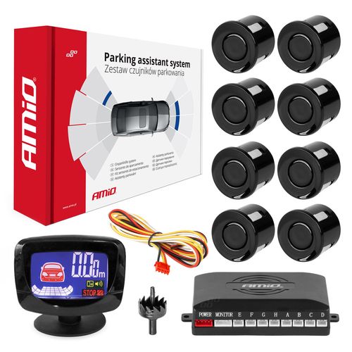 Parking assistant system LED-GRAF 8 sensor black, AMiO 5903293015599