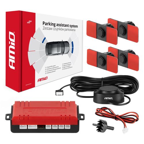 Parking assistant system Buzzer 4 sensor black inside mount 16,5 mm, AMiO 5903293022535