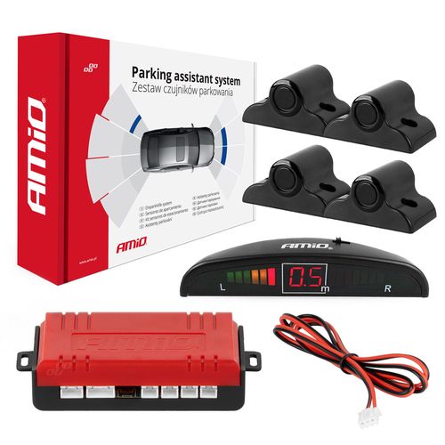 Parking assistant system LED 4 sensor black 19mm TRUCK, AMiO 5903293022795