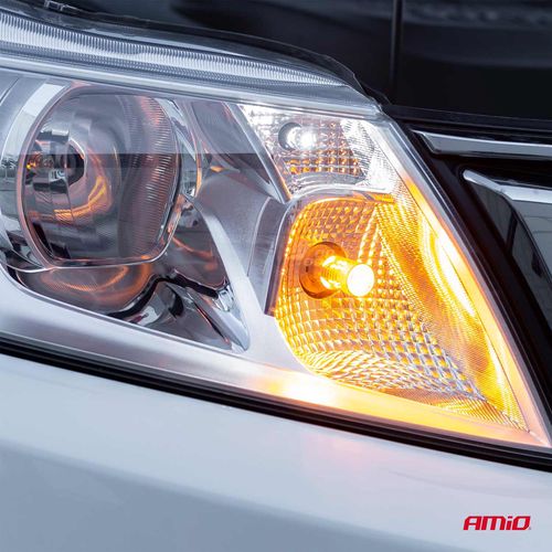 LED CANBUS 3030 24SMD T20 7440 WY21W Amber 12V/24V, AMiO 5903293023938