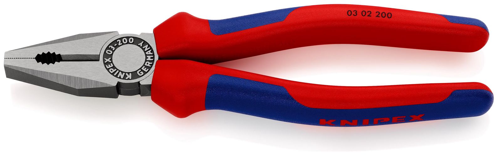 KNIPEX 03 02 200 Combination Pliers with multicomponent handles black atramentized 200 mm 03 02 200