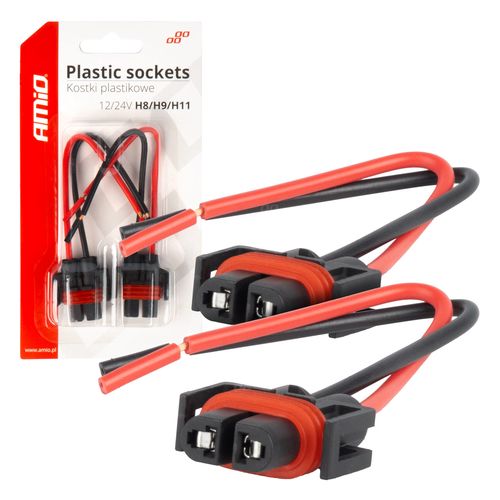 Ceramic sockets 2 pcs H8/H9/H11, AMiO 5903293031827