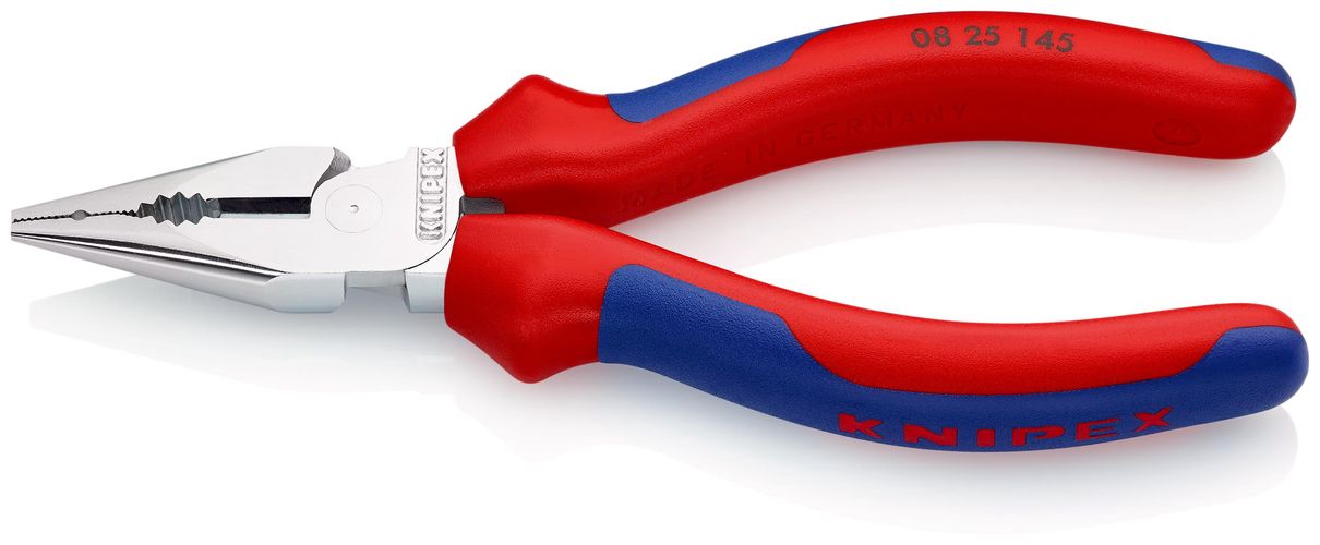 KNIPEX 08 25 145 Needle-Nose Combination Pliers with multicomponent handles chrome-plated 145 mm 08 25 145