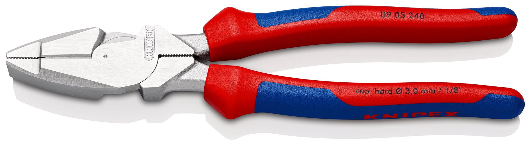 KNIPEX 09 05 240 Lineman's Pliers American style with multicomponent handles chrome-plated 240 mm 09 05 240