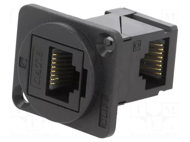 Coupler; FT; Cat: 6; 8p8c; RJ45 socket,both sides; angled; 19x24mm CLIFF CP30252