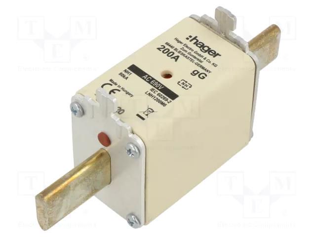 Fuse: fuse; 200A; 690VAC; gG; industrial; NH1 HAGER LNH1200M6