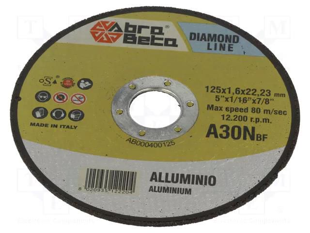 Cutting wheel; Ø: 125mm; Øhole: 22.23mm; Disc thick: 1.6mm ABRA BETA AB000400125