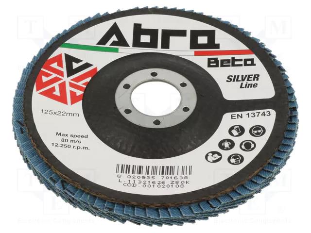 Flap grinding wheels; Ø: 125mm; Øhole: 22.23mm; Granularity: 80 ABRA BETA AB001020108