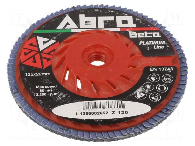Flap grinding wheels; Ø: 125mm; Øhole: 22.23mm; Granularity: 120 ABRA BETA AB001050812