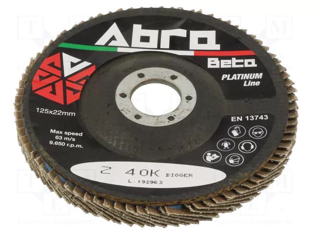 Flap grinding wheels; Ø: 125mm; Granularity: 40; 22.23mm ABRA BETA AB001090404