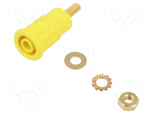 Connector: 4mm banana; socket; 1kV; 32A; yellow; gold-plated STÄUBLI SEB4-GK-24