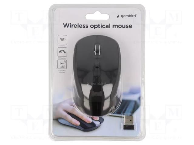 Mouse; black; USB A; wireless,optical; No.of butt: 4; 10m GEMBIRD MUSW-4B-05