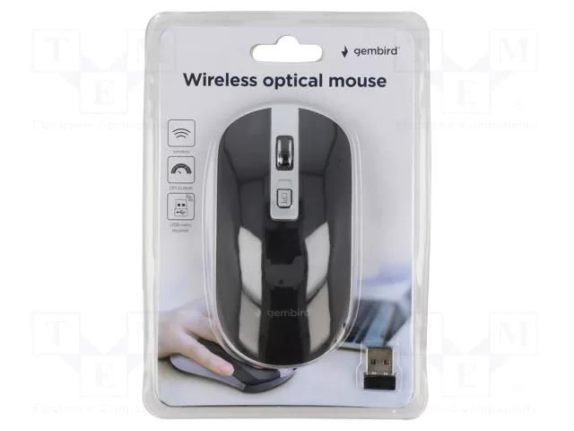 Mouse; black,grey; USB A; wireless,optical; No.of butt: 4; 10m GEMBIRD MUSW-4B-06-BS